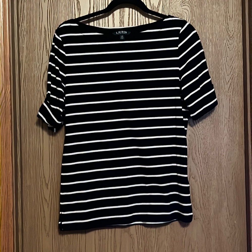 Black & White Striped Top - Large